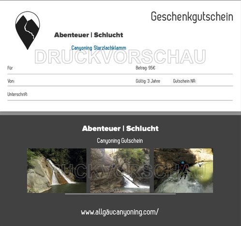 Geschenkgutschein für Canyoning in der Starzlachklamm